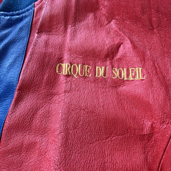 Vintage Cirque du Soleil Color Block Leather Coat Jacket Circa‎ 1993 Size Large - Picture 5 of 16
